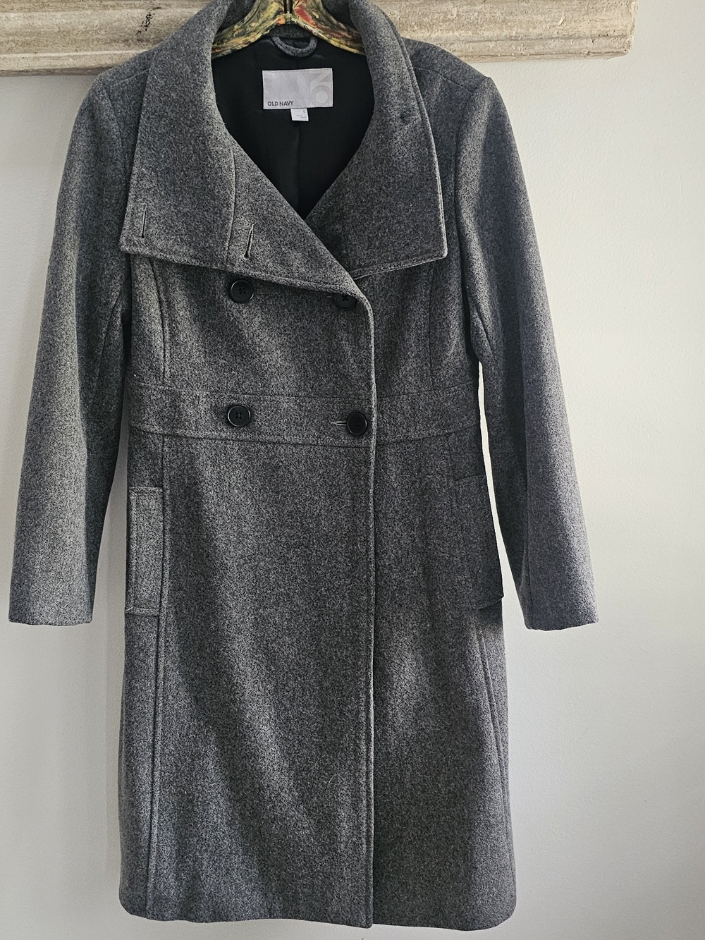 Old Navy Grey Wool-Blend Double-Breasted Coat